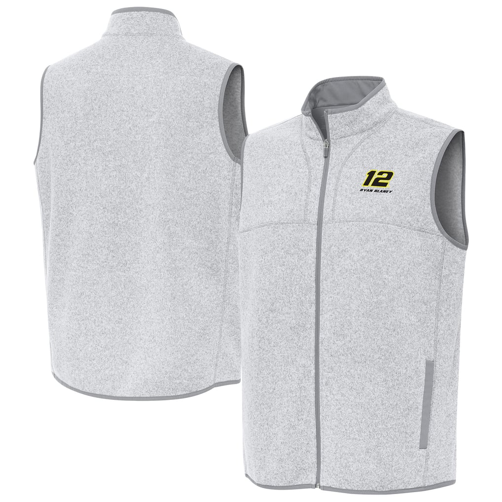  Ryan Blaney Antigua Fortune Full-Zip Vest - Heather Gray